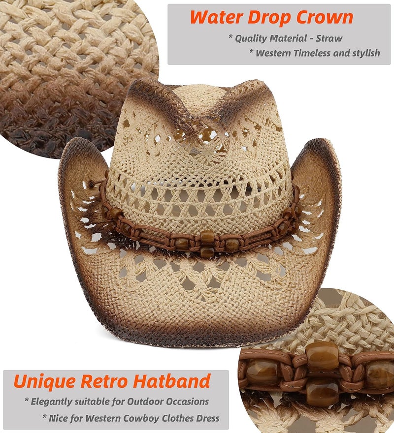 Pro Celia Men Women Cowgirl Straw Western Cowboy Hat - Image 5